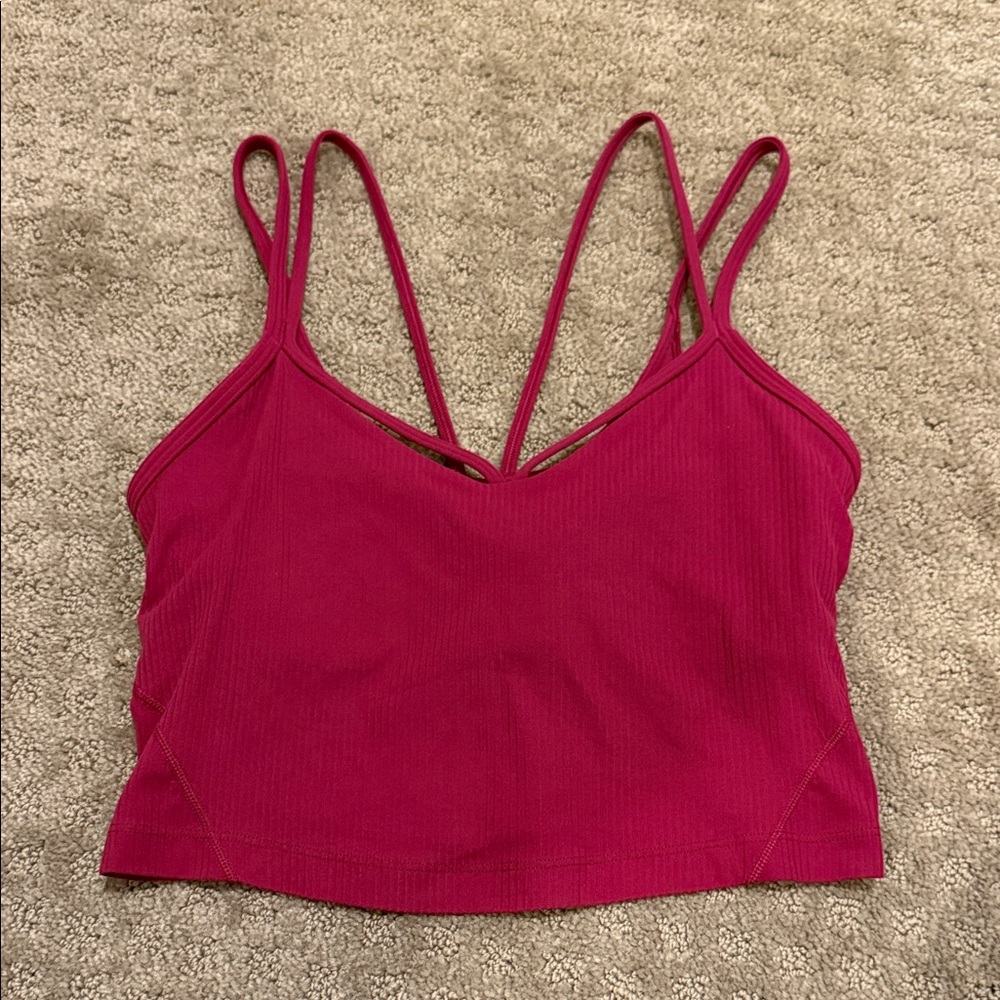 Size 4 Ribbed Strappy Cropped Lululemon Tank in Magenta